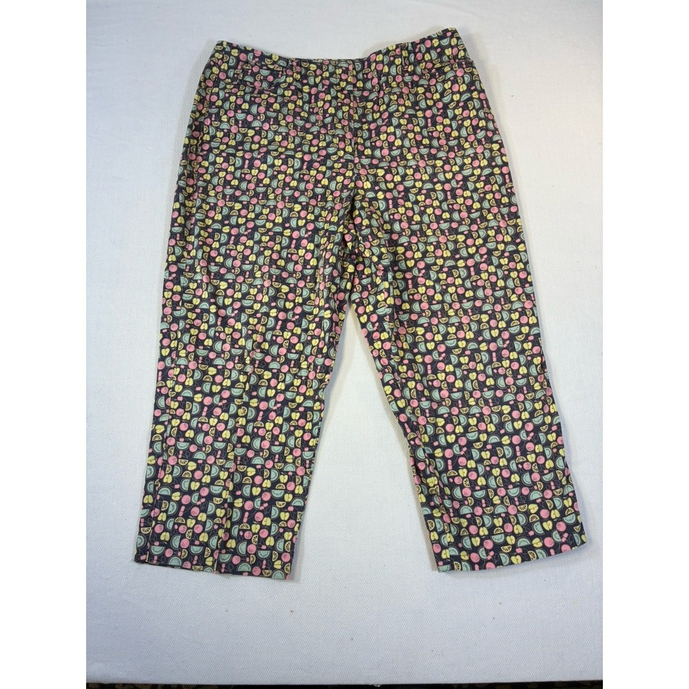 Talbots Women's Size 16 Fruit Print‎ Crop Pants Cotton Stretch Fruit Medley